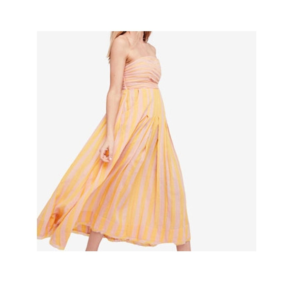 Free People Stripe Me Up Dress in Yellow Combo Maxi Womens Small NWT $168 Retail